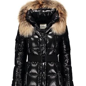 SAM NEW YORK down puffer coat with fur size small